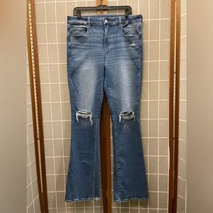 * American Eagle Next Level Stretch Jeans Womens 14 X Long Tall Flare Wide Boot